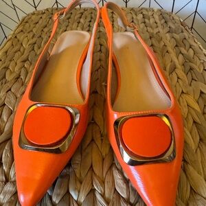 Vibrant Orange Slingback Flats